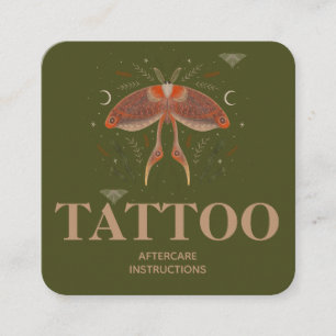 Carte De Visite Carré Instructions de soins après tatouage de papillon C