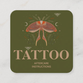 Carte De Visite Carré Instructions de soins après tatouage de papillon C