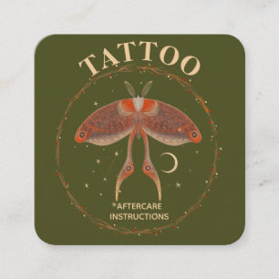 Carte De Visite Carré Instructions de soins après tatouage de papillon C