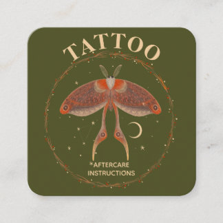 Carte De Visite Carré Instructions de soins après tatouage de papillon C