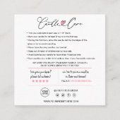 Carte De Visite Carré Instructions de soins aux bougies et Merci client (Devant)