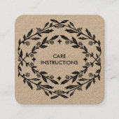 Carte De Visite Carré INSTRUCTIONS DE SOINS Chic Elegant Rose Frame Kraf (Devant)