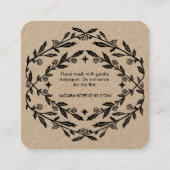 Carte De Visite Carré INSTRUCTIONS DE SOINS Chic Elegant Rose Frame Kraf (Dos)