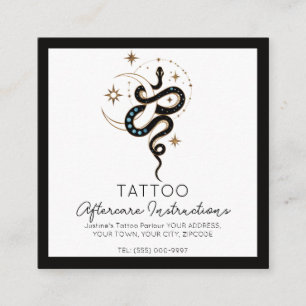 Carte De Visite Carré Instructions de soins de tatouage de serpent Styli