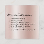 Carte De Visite Carré Instructions de soins postérieurs Eyelashes Rose G (Dos)