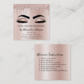 Carte De Visite Carré Instructions de soins postérieurs Eyelashes Rose G (Devant / Derrière)