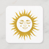 Carte De Visite Carré Instructions de soins Sunshine Boho Line Art Gold (Devant)