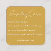 Carte De Visite Carré Instructions de soins Sunshine Boho Line Art Gold (Dos)