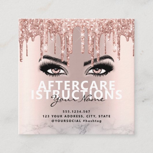 Carte De Visite Carré Instructions de suivi Lash Grand espace de texte (Devant)