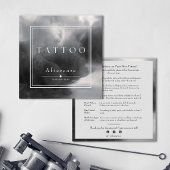 Carte De Visite Carré Instructions postérieures de tatouage d'encre noir