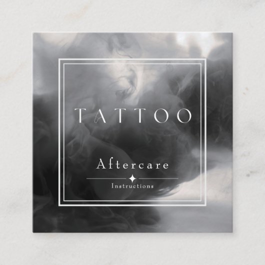 Carte De Visite Carré Instructions postérieures de tatouage d'encre noir (Devant)
