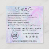 Carte De Visite Carré Instructions pour le soin des bougies et Merci cli (Devant)