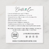 Carte De Visite Carré Instructions pour l'entretien des bougies Merci cl (Devant)