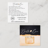 Carte De Visite Carré Instructions pour l'entretien des bougies / Soins  (Devant / Derrière)