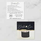 Carte De Visite Carré Instructions pour l'entretien des bougies / Soins  (Devant / Derrière)