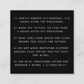 Carte De Visite Carré Instructions pour les soins postérieurs au tatouag (Dos)