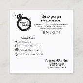 Carte De Visite Carré Instructions simples de soins pour bijoux en noir (Dos)