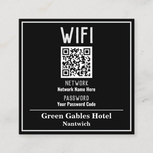 Carte De Visite Carré Instructions WiFi avec code QR (Devant)