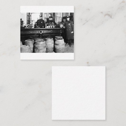 Carte De Visite Carré Interdiction - Police Speakeasy Raid Bootlegger -  (Devant / Derrière)