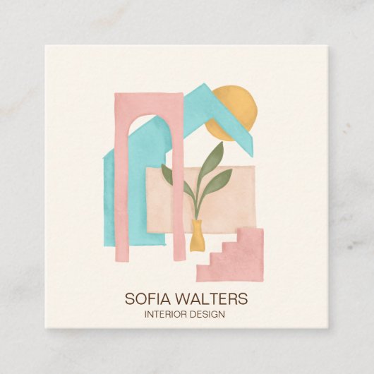 Carte De Visite Carré intérieur design maison mise en scène immobilier h (Devant)
