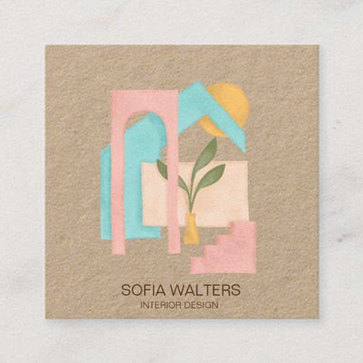 Carte De Visite Carré intérieur design maison mise en scène immobilier h (Devant)