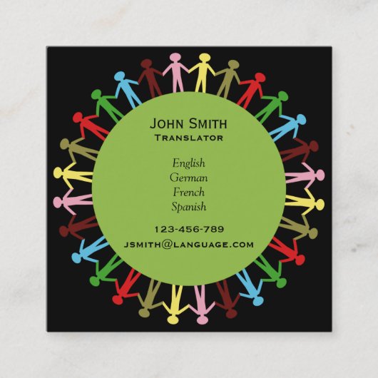Carte De Visite Carré Interprète moderne indépendant de langue de (Devant)