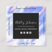 Carte De Visite Carré Iridescente Holographe Gradient Médias sociaux Cod (Devant)