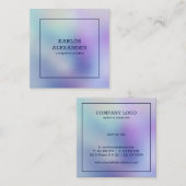 Carte De Visite Carré Irindécent chatoyant violet et arrière - plan bleu (Devant / Derrière)