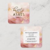 Carte De Visite Carré Isaïe 61 3 Beauté de Ashes Bible Verse Rose (Devant / Derrière)