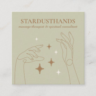 Carte De Visite Carré Ivoire Beige Healing Energy Mains Thérapie Massage