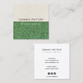 CARTE DE VISITE CARRÉ JADE POTERIE CÉRAMIQUE VERTE GLASÉE TEXTURE SPECKL (Devant / Derrière)