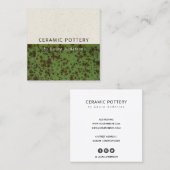 CARTE DE VISITE CARRÉ JADE POTERIE CÉRAMIQUE VERTE GLASÉE TEXTURE SPECKL (Devant / Derrière)