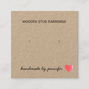 Carte De Visite Carré J'adore Coeur fait main par nom Earrings Détenteur