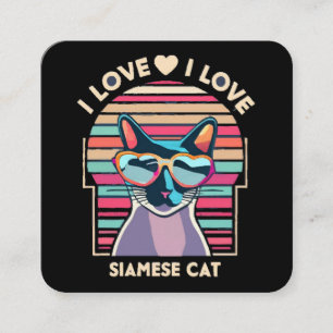 Carte De Visite Carré J'adore le chat siamois