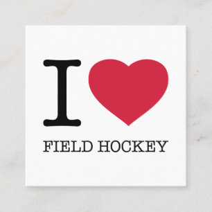 CARTE DE VISITE CARRÉ J'AIME LE HOCKEY SUR LE TERRAIN