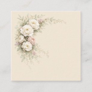 Carte De Visite Carré Jardin de roses à l'aquarelle pour un style intemp