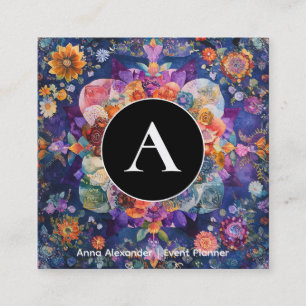 Carte De Visite Carré Jardin en mouvement Conception de mandala floral