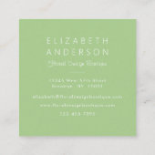 Carte De Visite Carré Jardin Floral Aquarelle Bordure Vert (Dos)