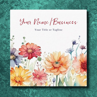 Carte De Visite Carré Jardin floral coloré Fleur sauvage
