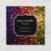 Carte De Visite Carré Jaune arc-en-ciel rouge violet pétillants Monogram (Devant)