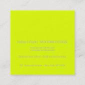 Carte De Visite Carré jaune fluorescent - ajoutez votre logo (Dos)
