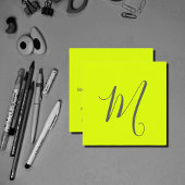 Carte De Visite Carré jaune fluorescent - monogramme chic
