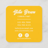 Carte De Visite Carré Jaune Hello chic gras Texte (Dos)