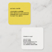 Carte De Visite Carré Jaune minimaliste (Devant / Derrière)
