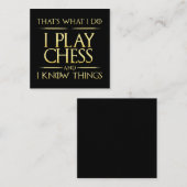 Carte De Visite Carré je joue aux échecs et je connais des choses joueur (Devant / Derrière)