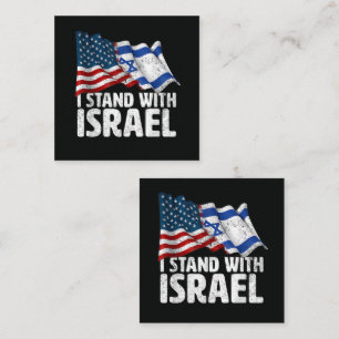 Carte De Visite Carré Je suis avec Israël Drapeau américain USA 