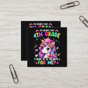 Carte De Visite Carré Je suis prêt pour la licorne de 4e année, premier