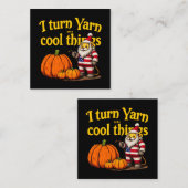 Carte De Visite Carré Je Transforme Le Fil En Objets Cool Tricot & Croch (Devant / Derrière)