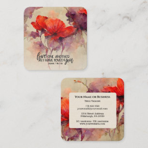 Carte De Visite Carré Jean 15:12 Aimez-Vous Une Autre Bible Verse Rouge