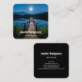 Carte De Visite Carré Jetée de nuit sous une Pleine lune (Devant / Derrière)